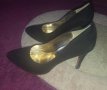 Черни велурени обувки, номер 38, снимка 1 - Дамски обувки на ток - 17891129