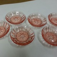 Стъклени чинии чинийки розово стъкло, снимка 12 - Антикварни и старинни предмети - 25176553