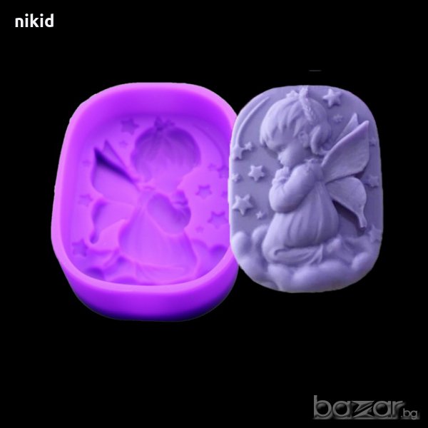 момиче десен молещ ангел калъп силиконов молд форма кръщене украса фондан торта сапун гипс шоколад, снимка 1