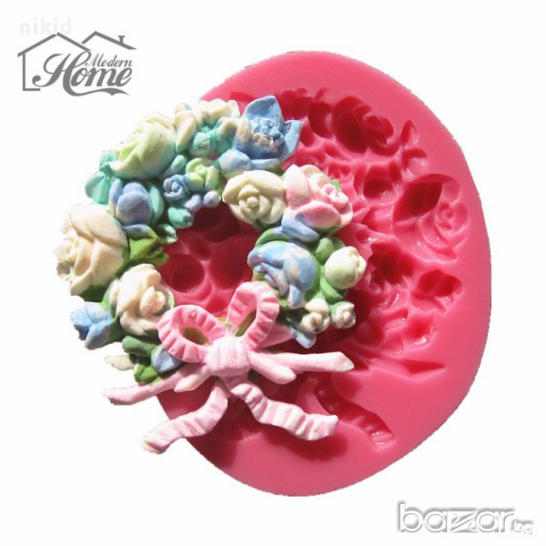 венец с цветя силиконов молд форма украса мъфини фондан торта шоколад и др., снимка 1