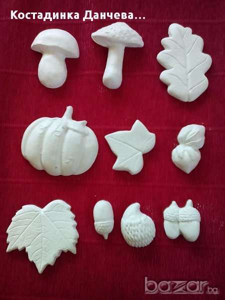 Комплект гипсови фигурки за декорация рози и есен, снимка 1