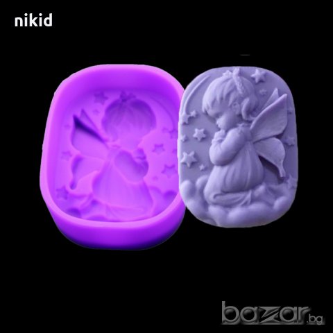 момиче десен молещ ангел калъп силиконов молд форма кръщене украса фондан торта сапун гипс шоколад