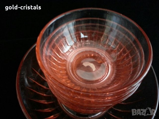 Стари стъклени купички розово стъкло, снимка 5 - Сервизи - 24077757