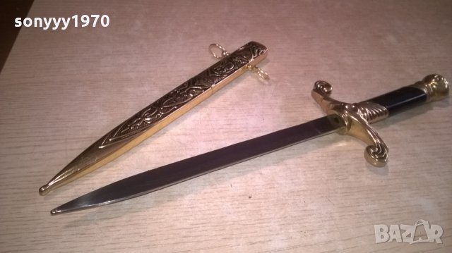 нож сабя-златна кама с ножница-метални-38х11см-внос швеицария, снимка 11 - Колекции - 23662044
