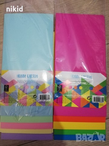 Хоби Арт Картон 2 вида , всеки с 8 листа* 5 цвята  - общо 40 бр, 13.5 х 27 см , 180 гр