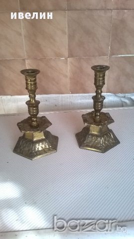 два масивни бронзови свещника, снимка 1 - Антикварни и старинни предмети - 12578277