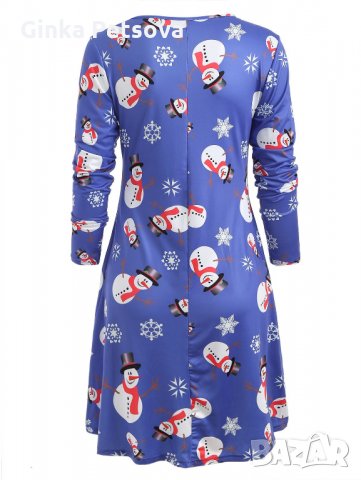 Дамска рокля с принт снежни човеци