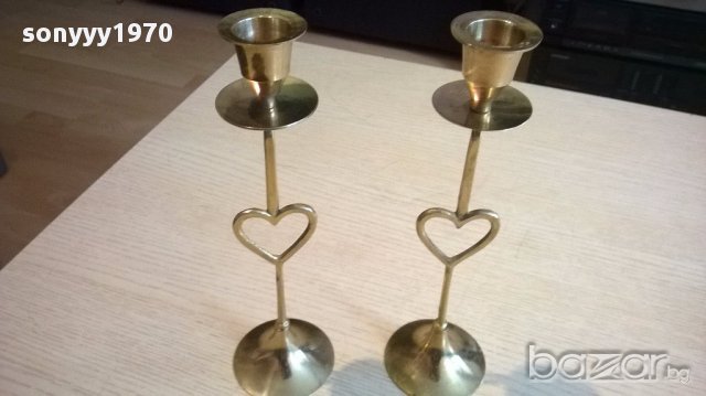 финни Свещници 2броя-23/7см-мед/месинг-внос швеицария, снимка 3 - Антикварни и старинни предмети - 13923412