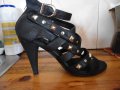 Продавам черни кожени сандали на ток, снимка 5