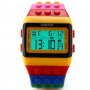 Нов Часовник с каишка наподобяваща блокчета на конструктор Лего Lego цветен дъга цветове хронометър, снимка 8