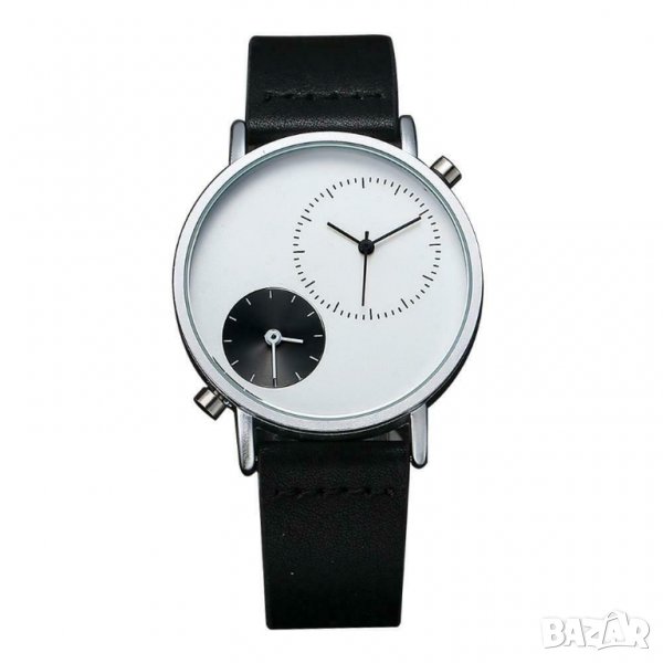 Стилен и красив дамски часовник Tomi модерен двойно време черно и бяло, снимка 1
