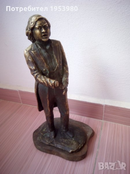 Бронзова скулптура статуетка Орфей подписана, снимка 1