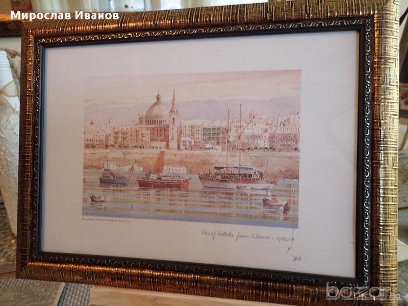 Графика Малта в старинна рамка , снимка 1