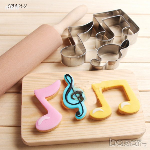 3 музикални ноти нота резец метални форми резци форма резец декорация тесто бисквитки фондан украса, снимка 1