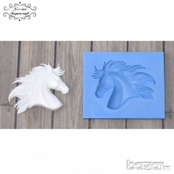 Глава кон с грива  силиконов молд форма декорация и украса торта фондан шоколад, снимка 1