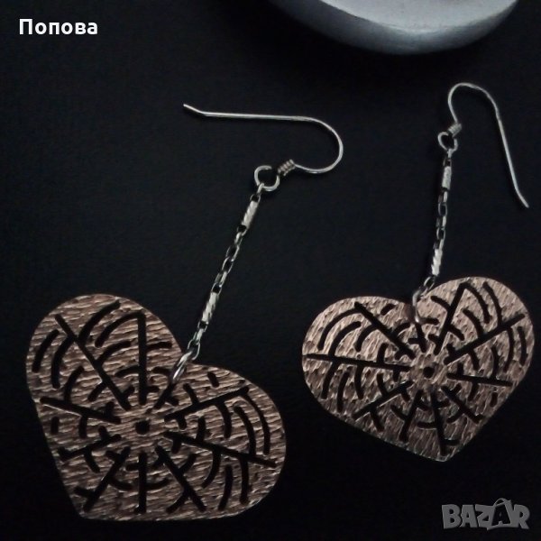 Италиански сребърни обеци с розов родий, снимка 1