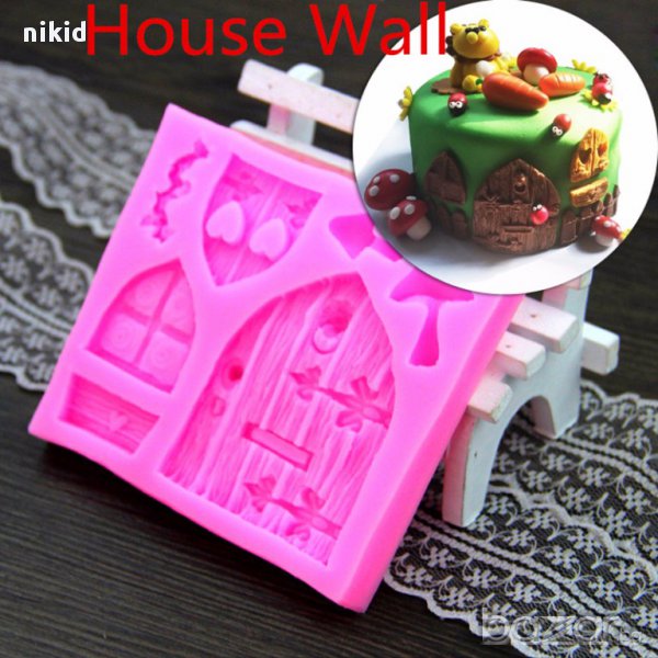 прозорци прозорец и врата с гъбки за къща къщичка силиконов молд форма за торта украса фондан, снимка 1