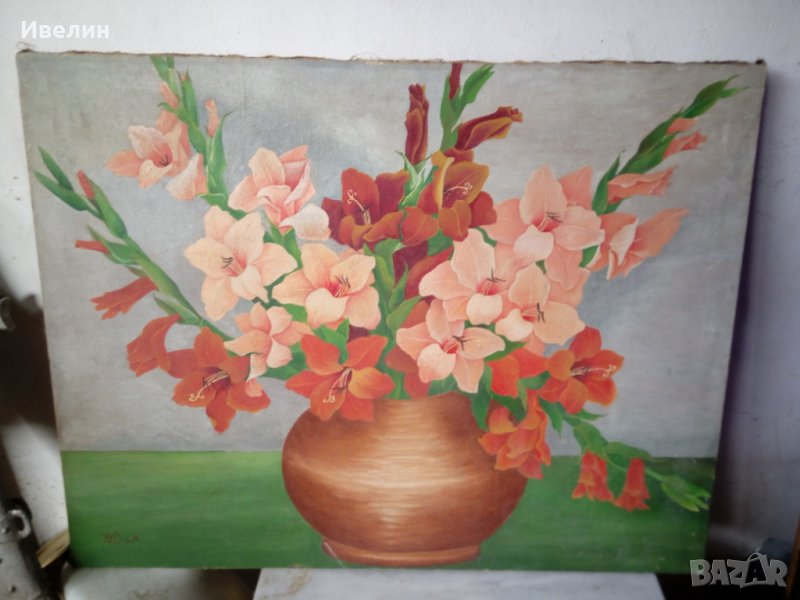 стара картина-цветя, снимка 1