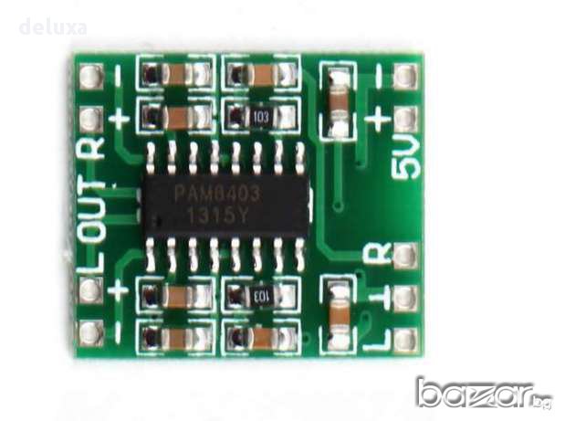 стерео усилвател 2х3W PAM8403 Class D, захранване 5V, снимка 2 - Аудиосистеми - 17818360