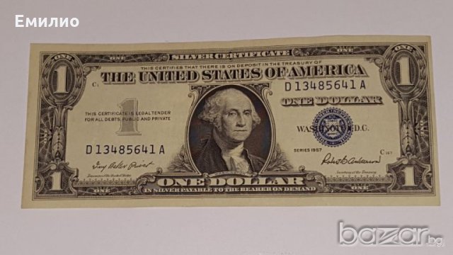 $1 Dollar Silver Certificate 1957.  XF-AU, снимка 1