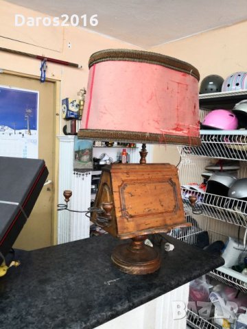Стара настолна лампа дърво/месинг, снимка 10 - Антикварни и старинни предмети - 24645021