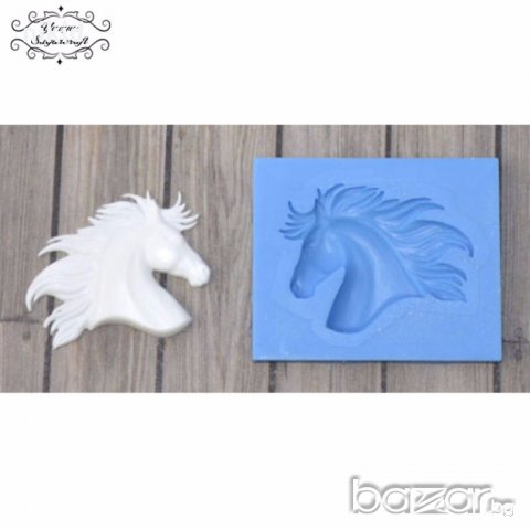 Глава кон с грива  силиконов молд форма декорация и украса торта фондан шоколад