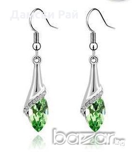 Нежни сребърни обеци с кристал, снимка 4 - Обеци - 17505968