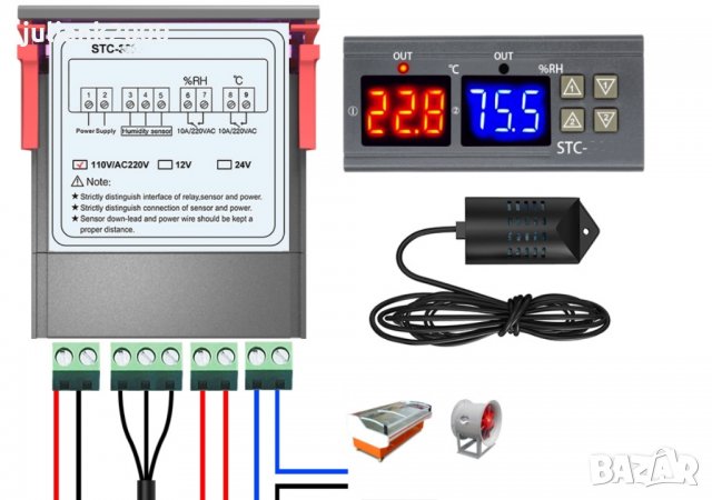 Контролер комбиниран температура и влажност влагорегулатор, снимка 1 - Друга електроника - 19005141