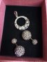  Сребърен лот  със Сваровски кристали /обеци и медальон /, снимка 1 - Бижутерийни комплекти - 25837109