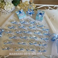 Аксесоари и подаръчета за кръщене в синьо с калинки, снимка 1 - Подаръци за кръщене - 19051741