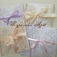 Луксозна сватбена покана в бяла перла, снимка 3 - Декорация - 20767053