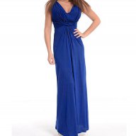 Елегантна синя дълга рокля с еластичен гръб марка Jadde, снимка 1 - Рокли - 18048912