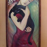 Картина "Момиче с котка", снимка 2 - Картини - 11959058