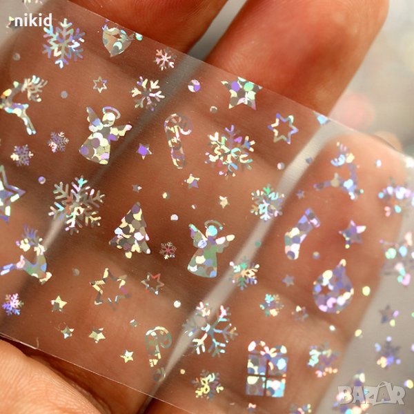Коледно фолио снежинки ангел елени декорация декоративно фолио лента трансферно за нокти маникюр 3д , снимка 1