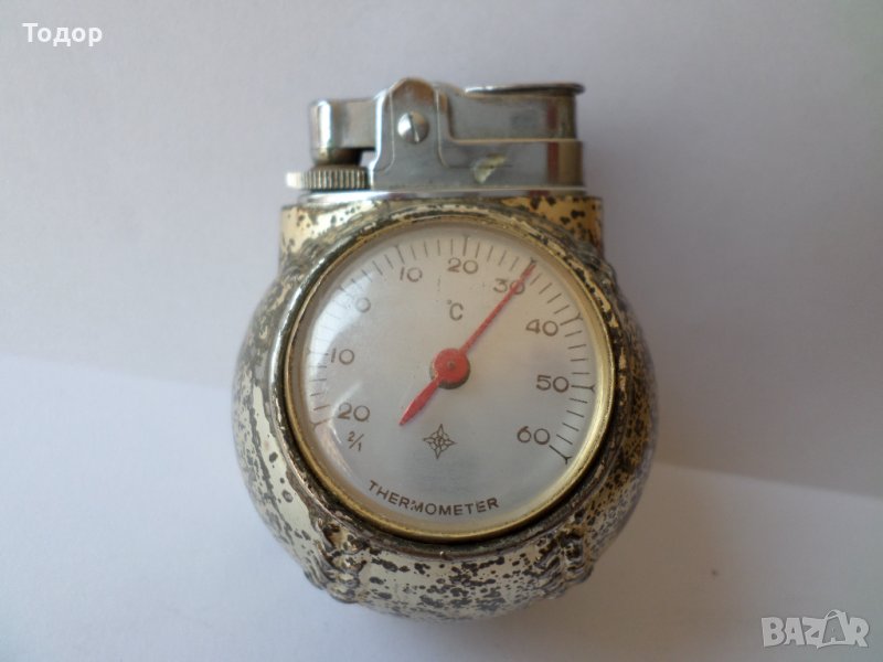 Стара газова запалка с термометър, снимка 1