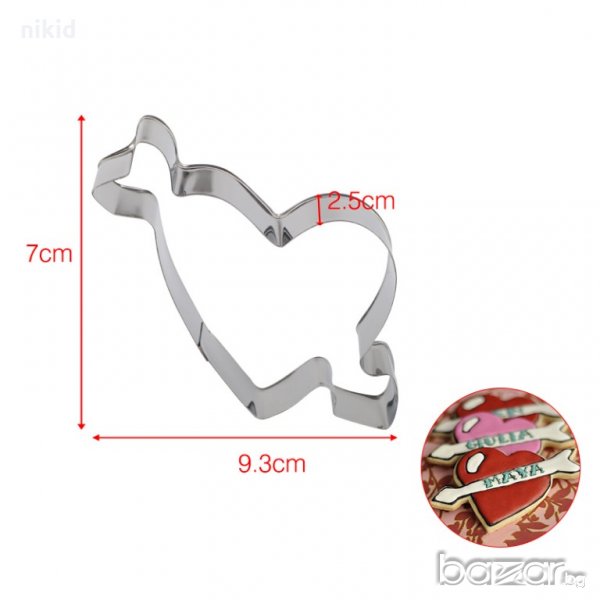 Голямо сърце със стрела Свети Валентин метален резец форма украса торта фондан бисквитки сладки, снимка 1