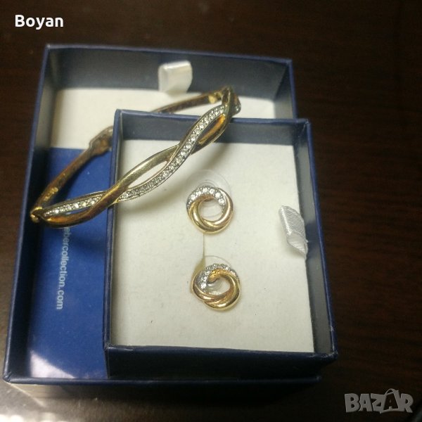 комплект гривна и обеци swarovski, снимка 1