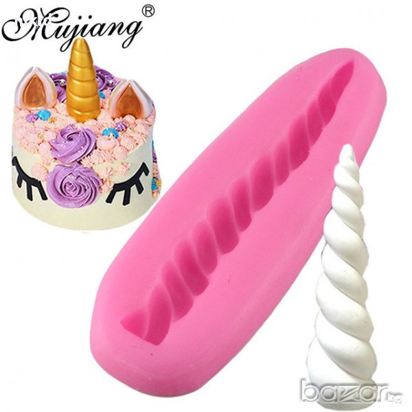 Unicorn тънък рог еднорог силиконов молд калъп форма украса декорация торта глина шоколад, снимка 1