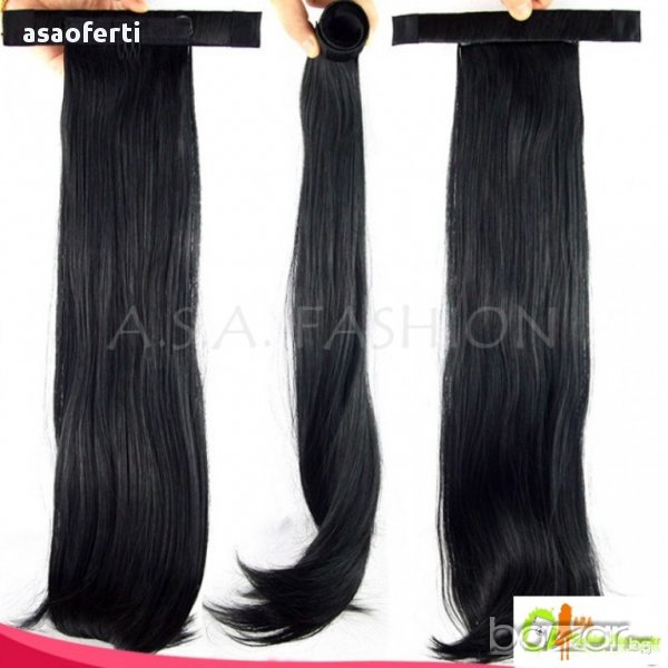 ЧЕРНА ОПАШКА ПРАВА ОТ ИЗКУСТВЕНА КОСА , снимка 1