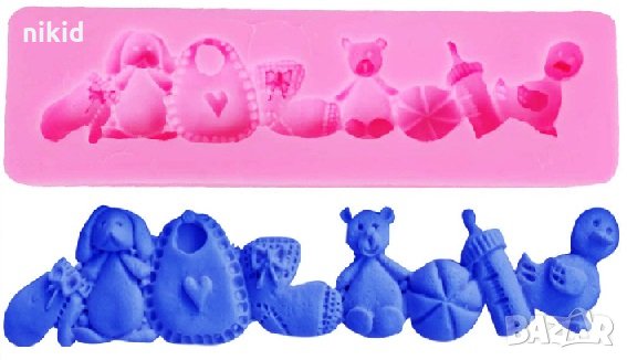 Борд Кант Бебешки аксесоари силиконов молд форма за украса торта с фондан шоколад, снимка 1