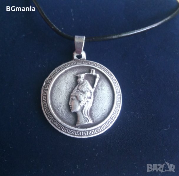 Ръчно изработен медальон Ритон с глава на богинята Атина оригинална и уникална визия, снимка 1