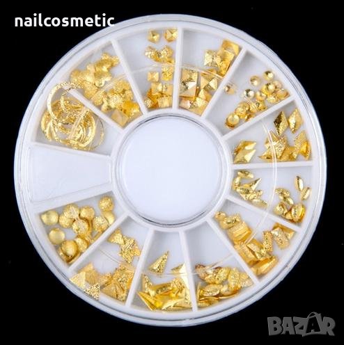 Метална златиста декорация - различни форми, снимка 1