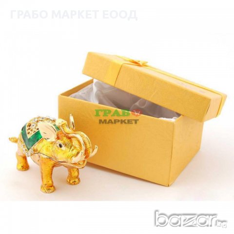 Декоративна метална кутийка за бижута във формата на слон - фаберже, снимка 3 - Декорация за дома - 15763738