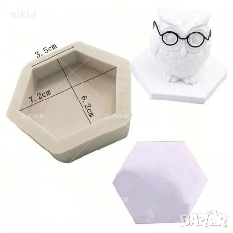 Шестоъгълник хексагон дълбок силиконов молд форма декор фондан шоколад гипс сапун калъп.