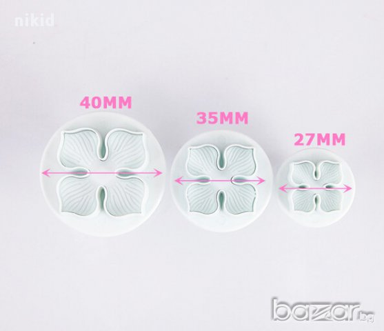 цвете хортензия форми резци с бутало за украса декор торта с фондан резец форма, снимка 4 - Форми - 13454255