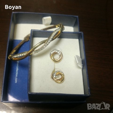 комплект гривна и обеци swarovski