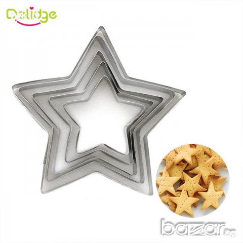 5 големи звезди звезда метални резци форми за бисквитки фондан тесто украса декорация резец форма, снимка 2 - Форми - 20563043