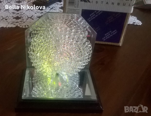стъклен светещ паун, снимка 2 - Декорация за дома - 22843237
