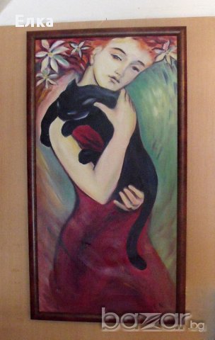 Картина "Момиче с котка", снимка 2 - Картини - 11959058