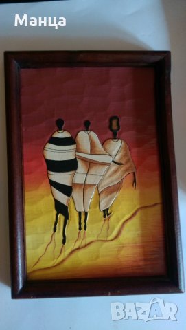  Африкански картини 4 броя, снимка 3 - Антикварни и старинни предмети - 22820403